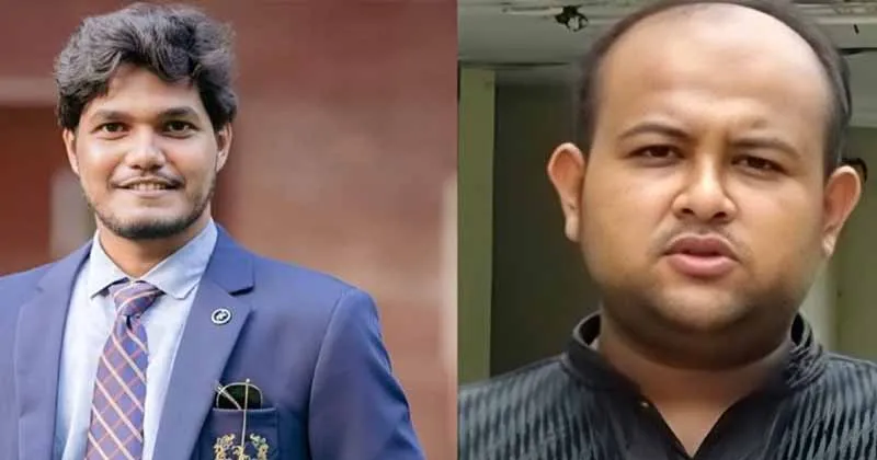 ছাত্রদলের ভিপি প্রার্থী আবিদুল ইসলাম খান ও জিএস প্রার্থী শেখ তানভীর বারী হামিম 