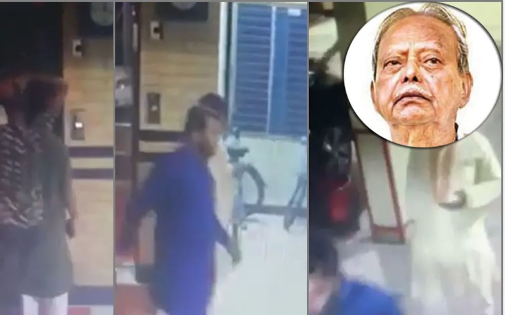 সিসি ফুটেজ থেকে নেওয়া, (ইনসেটে) বিএনপির সাবেক মহাসচিব খন্দকার দেলোয়ার