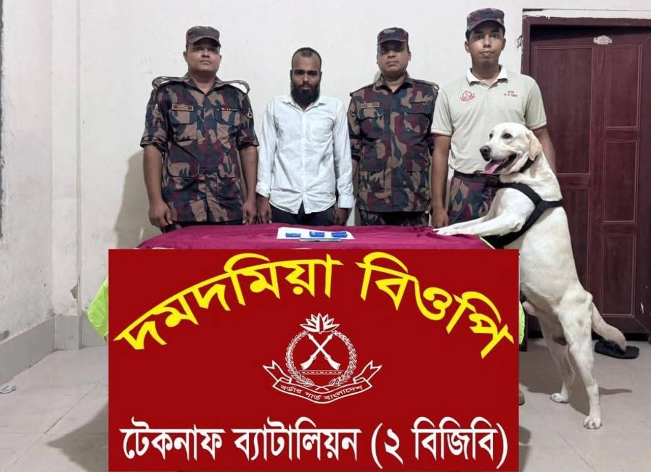 টেকনাফে মাদক কারবারিকে আটক করেছে বর্ডার গার্ড বাংলাদেশ (বিজিবি)