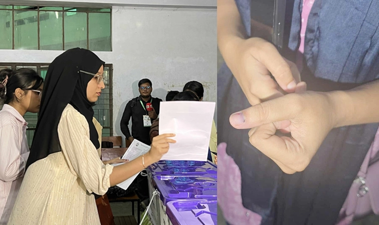 ভোট দেয়ার সময় শিক্ষার্থীদের হাতে দেয়া কালি মুছে যাচ্ছে। ছবি: সংগৃহীত
