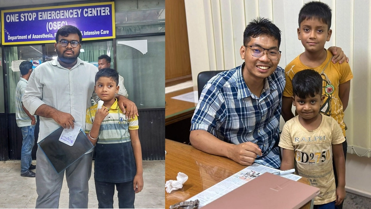 ঢাবি শিক্ষার্থী মমিতুর রহমান পিয়াল ও ডাকসু সদস্য সর্ব মিত্র চাকমার সঙ্গে ইয়াসিন ও তার ছোট ভাই আলিফ