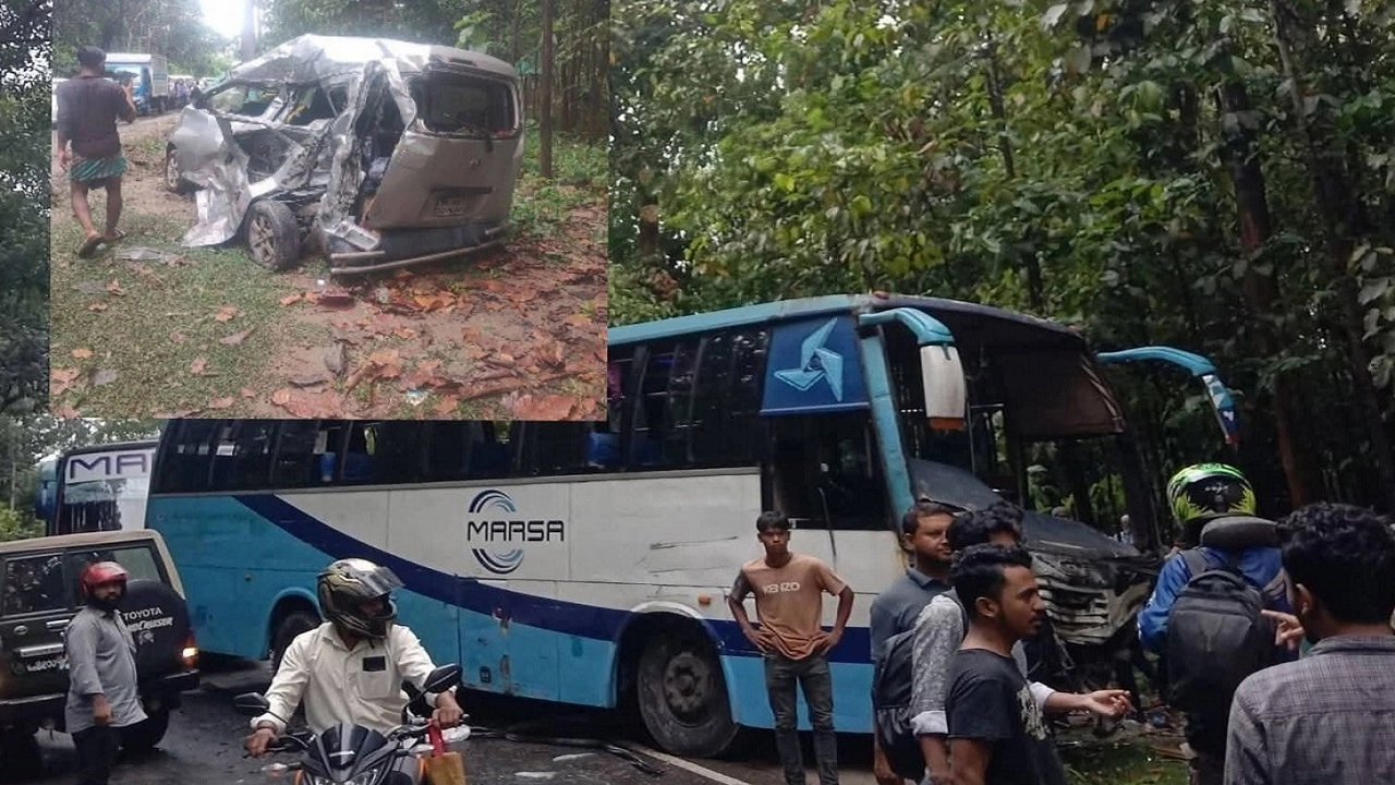 মারসা বাস এবং প্রাইভেটকারের মধ্যে মুখোমুখি সংঘর্ষ