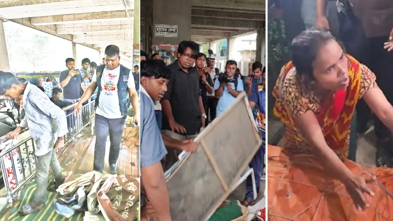 ঢাকা বিশ্ববিদ্যালয় ক্যাম্পাসে হকার ও ভ্রাম্যমাণ দোকান উচ্ছেদ অভিযান। ফাইল ছবি