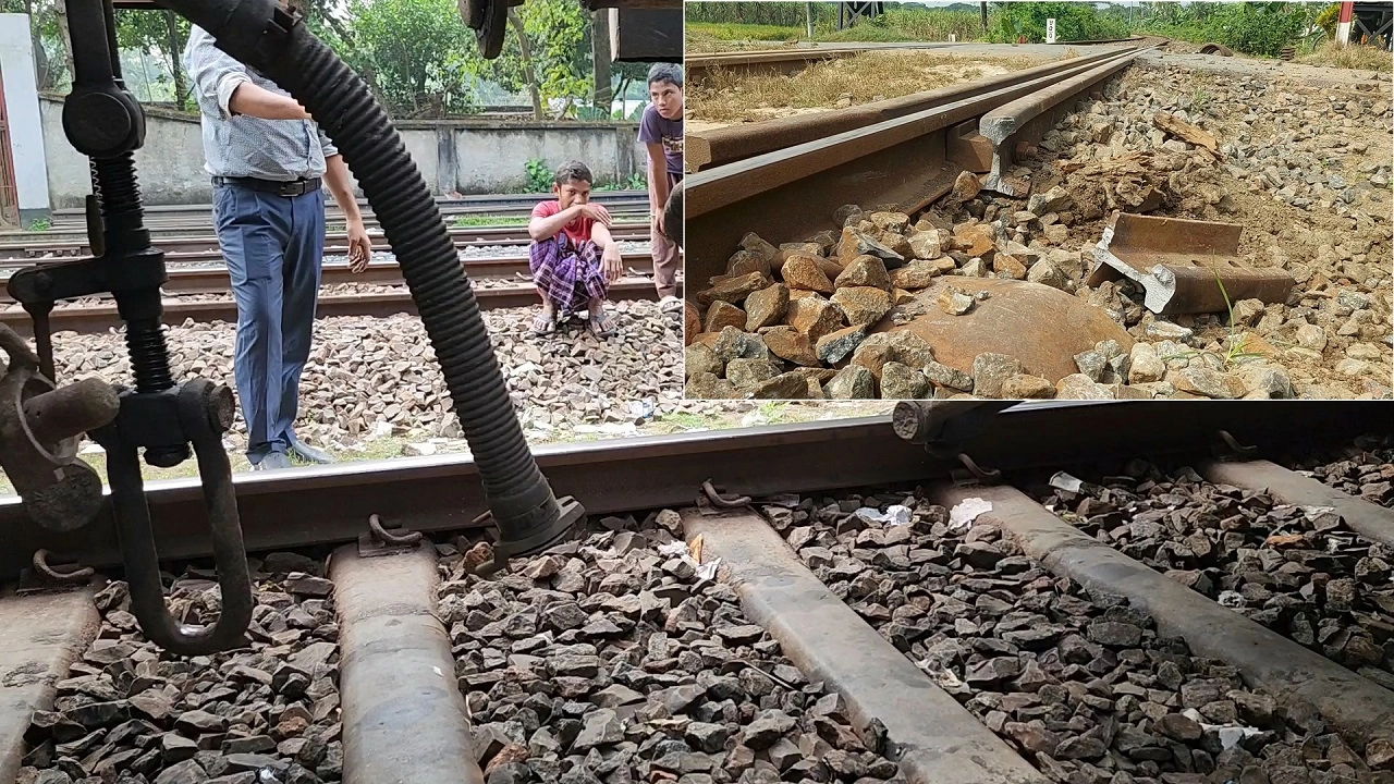 ঝিনাইদহে ট্রেনের লাগেজভ্যানের স্প্রিং ভেঙে ১ ঘণ্টা ট্রেন চলাচল ব্যাহত। ছবি: এনপিবি