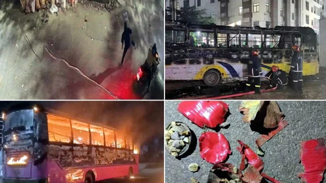 বিভিন্ন স্থানে ককটেল বিস্ফোরণ, বাসে আগুনে আতঙ্ক