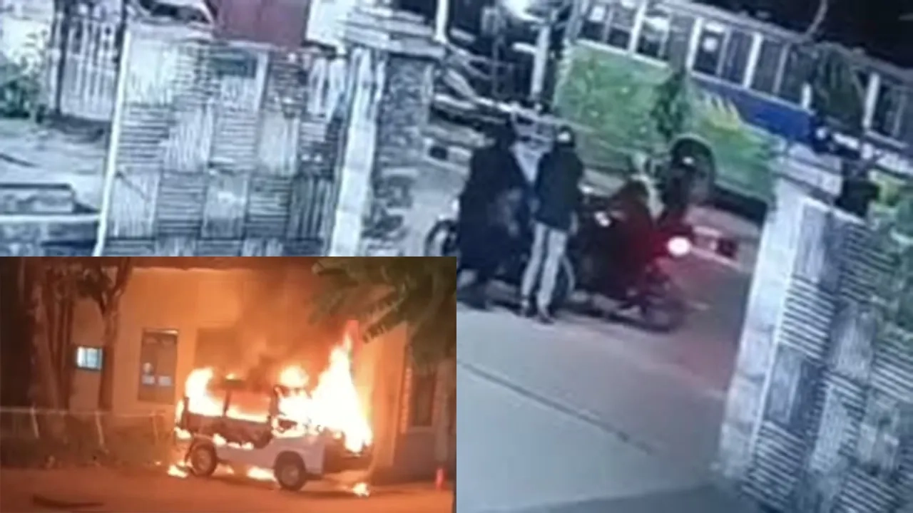 দুটি মোটরসাইকেলে চড়ে পাঁচজন এসে আগুন দেয়