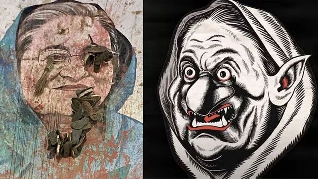 ঢাকা বিশ্ববিদ্যালয়ের টিএসসিতে শেখ হাসিনার প্রতিকৃতি এভাবে অংকন করা হয়-ফাইল ছবি