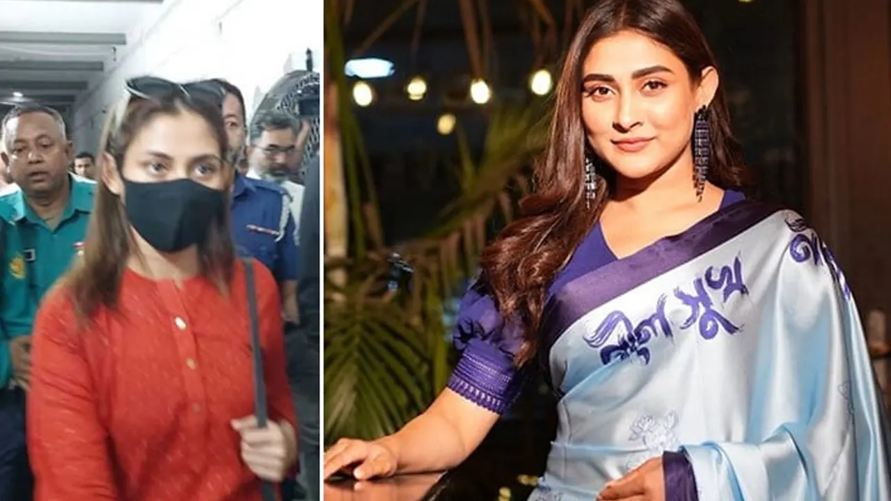 আদালতে মেহজাবীন চৌধুরী (বাঁয়ে)