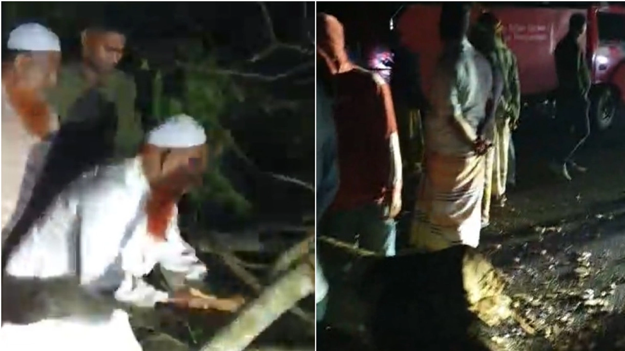 গাছ ফেলে ঢাকা-বরিশাল মহাসড়ক অবরোধ করেছেন কার্যক্রম নিষিদ্ধ আওয়ামী লীগ