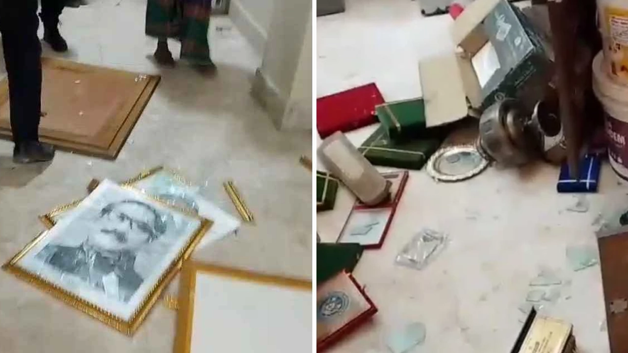 মিঠামইন উপজেলায় সাবেক রাষ্ট্রপতি মো. আবদুল হামিদের বাড়িতে হামলা ও ভাঙচুর।