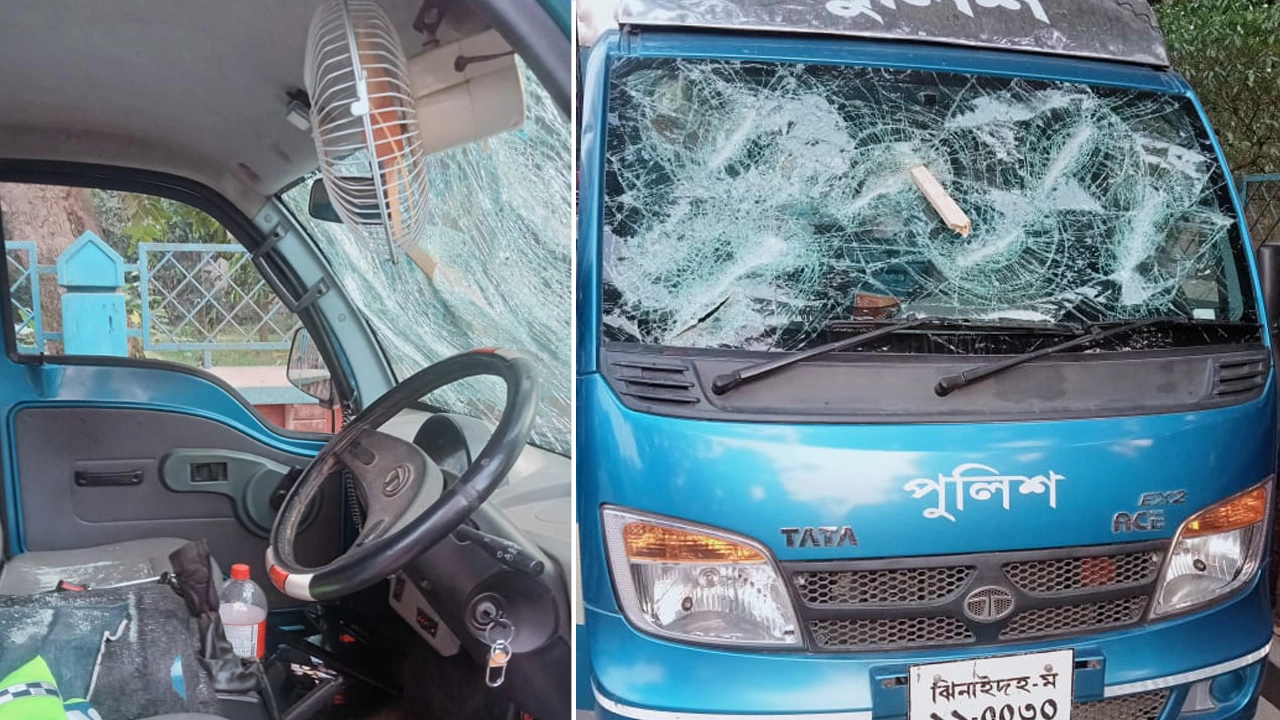 ঝিনাইদহে বিএনপির দুই পক্ষের সংঘর্ষে পুলিশের একটি গাড়ী ভাঙচুর