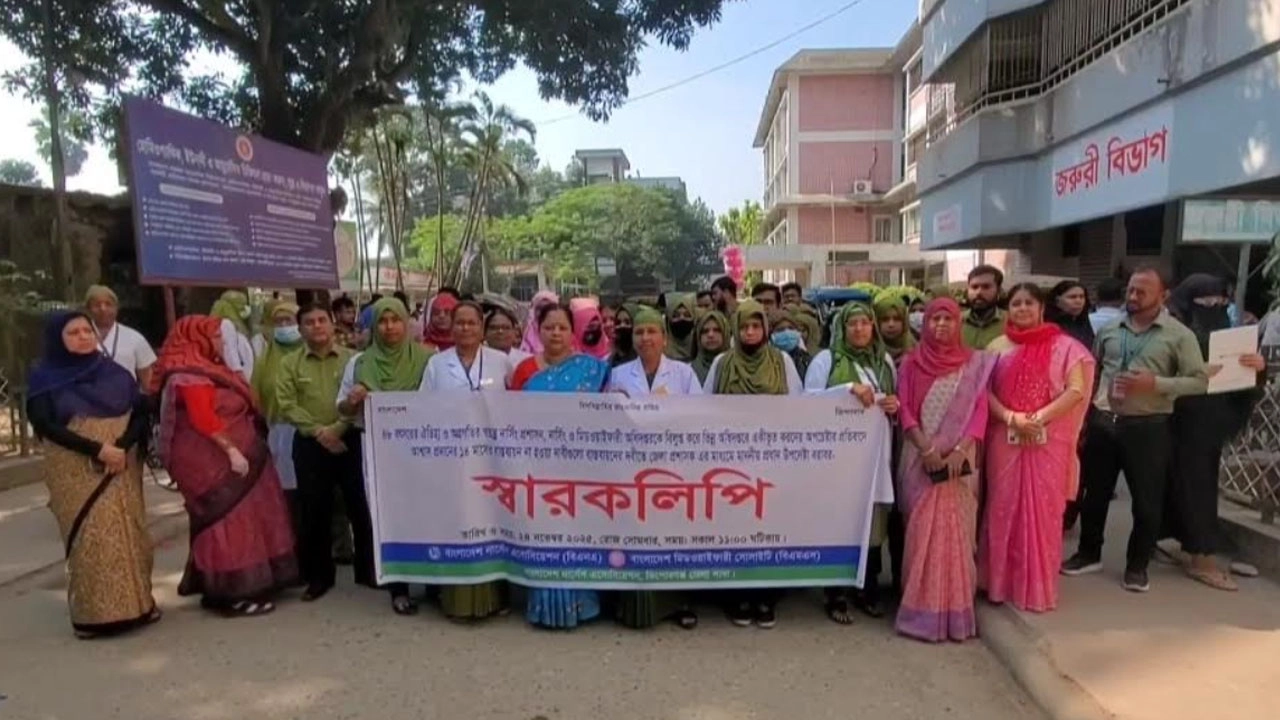 কিশোরগঞ্জে নার্সদের ৮ দফা দাবিতে প্রধান উপদেষ্টা বরাবর স্মারকলিপি প্রদান