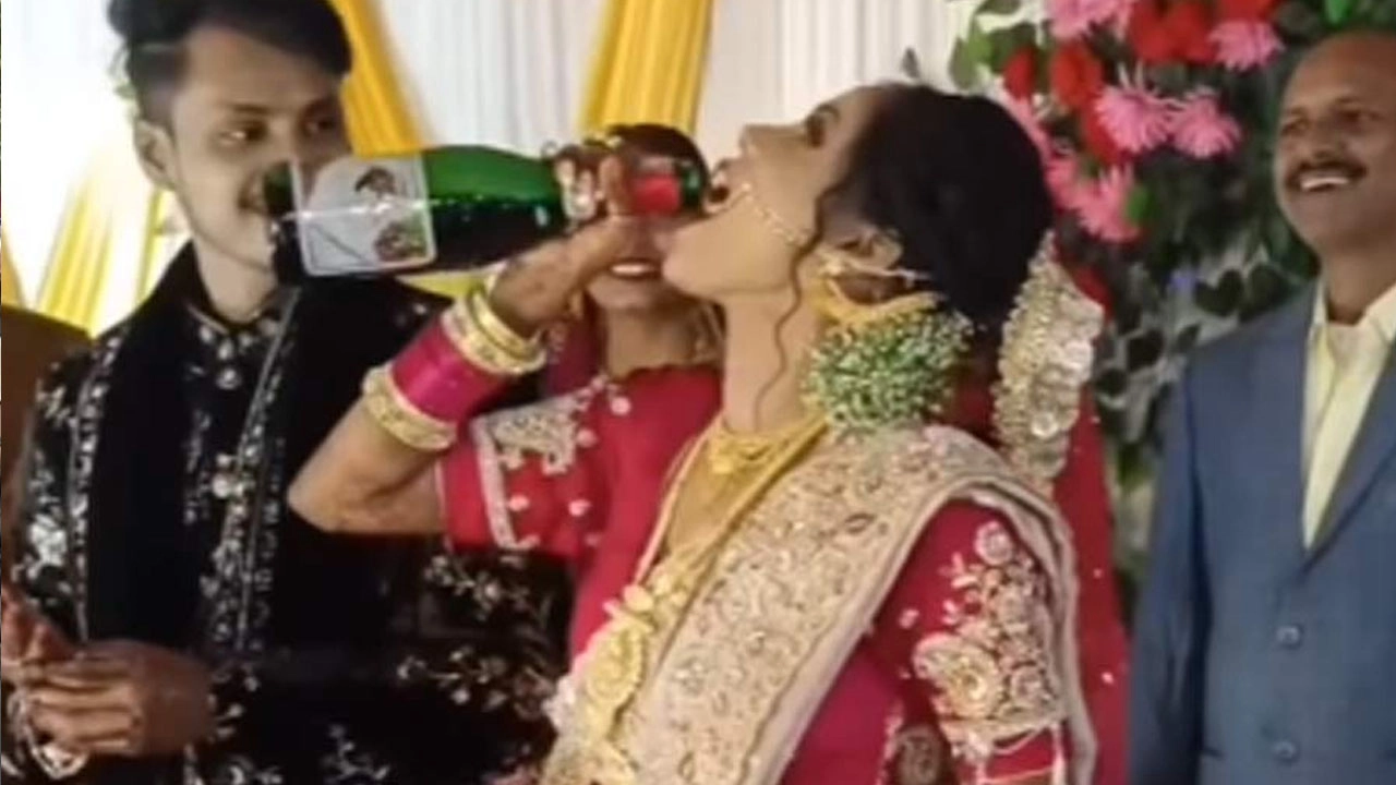 বিয়ের মঞ্চেই মদ খেয়ে ‘মাতাল’ নববধূ