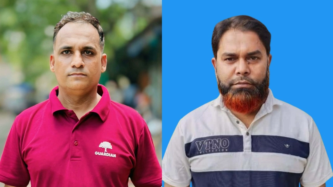 ডানে সাধারণ সম্পাদক আব্দুল ওয়াহাব মোল্লা ও বামে সভাপতি মোজাফ্ফর হোসেন জাফর