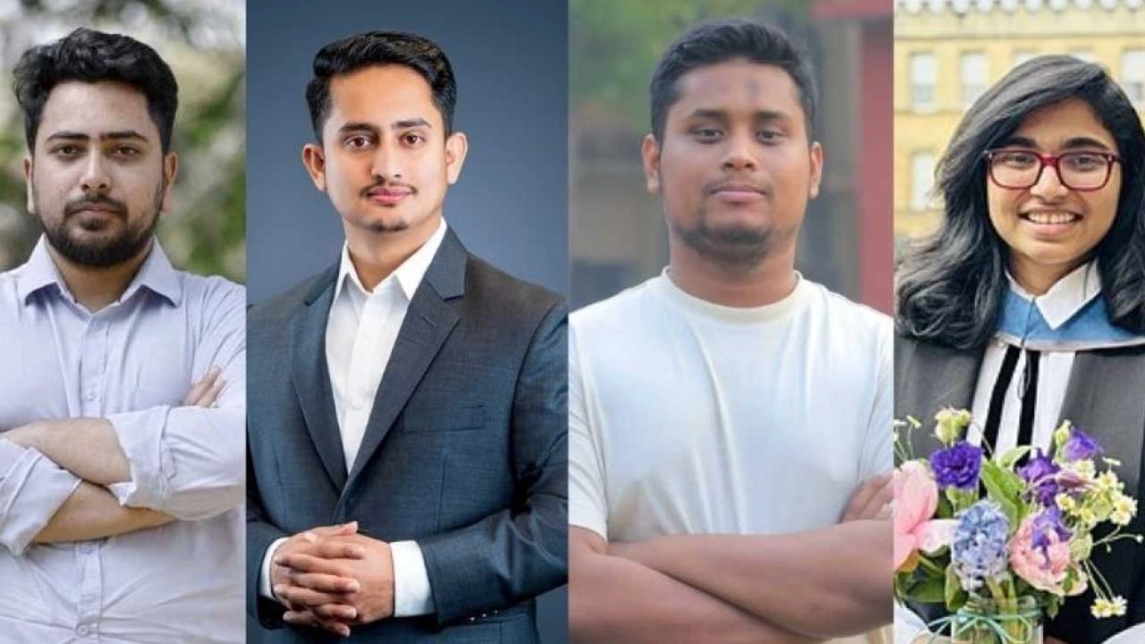 নাহিদ ইসলাম, সারজিস আলম, হাসনাত আব্দুল্লাহ এবং তাসনিম জারা (বাঁয়ে থেকে)