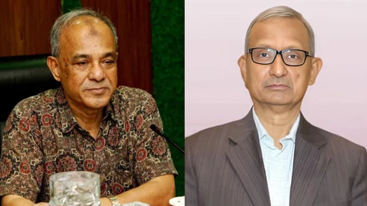 বাঁয়ে মো. জাহাঙ্গীর আলম চৌধুরী ও খোদা বখশ চৌধুরী