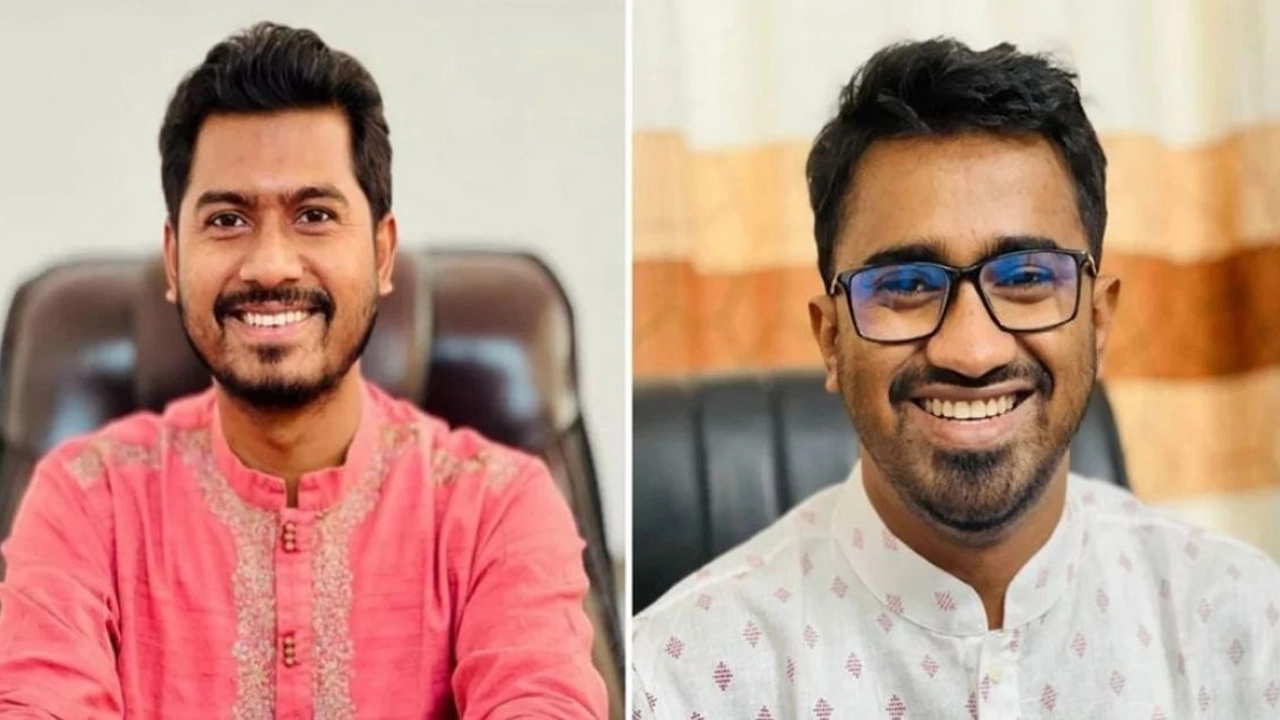 বাঁয়ে নুরুল হক নুর ও রাশেদ খান