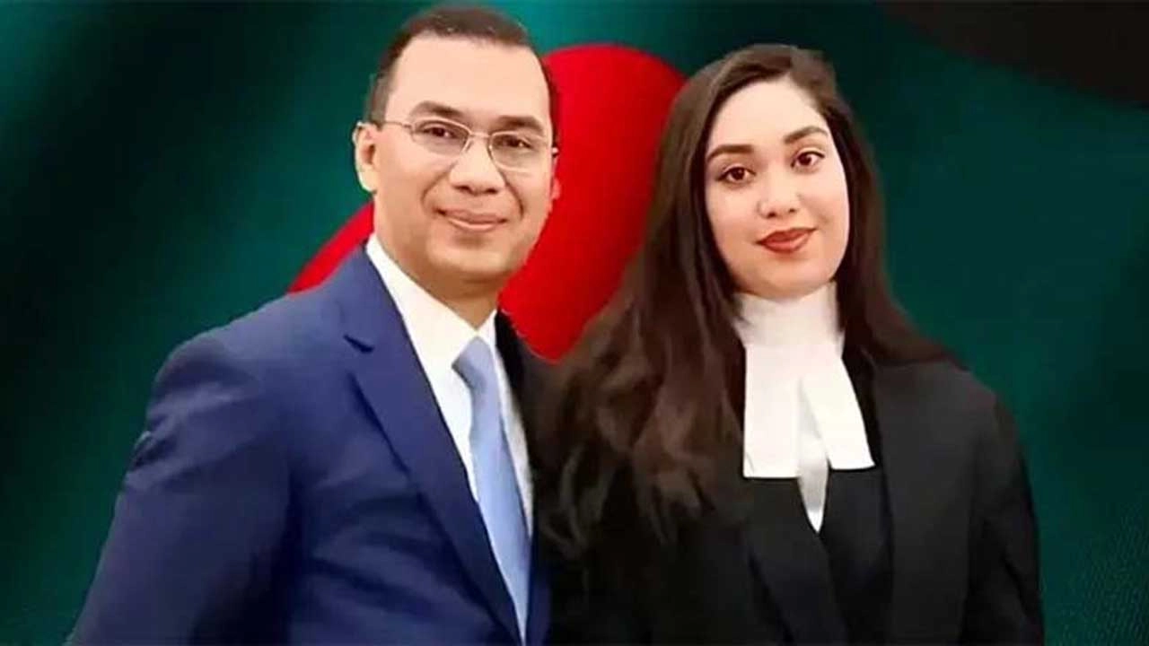 বিএনপির ভারপ্রাপ্ত চেয়ারম্যান তারেক রহমান ও তার মেয়ে জাইমা রহমান