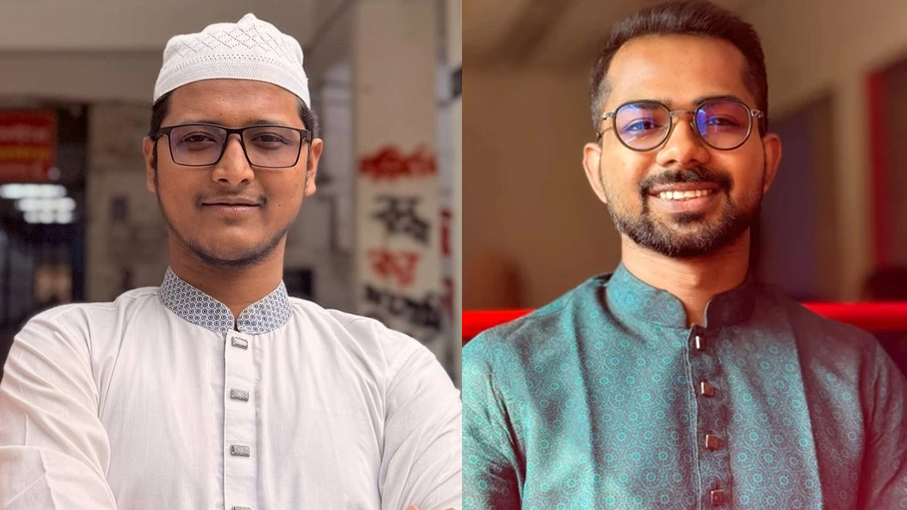 বাঁয়ে মো. রিয়াজুল ইসলাম ও একেএম রাকিব