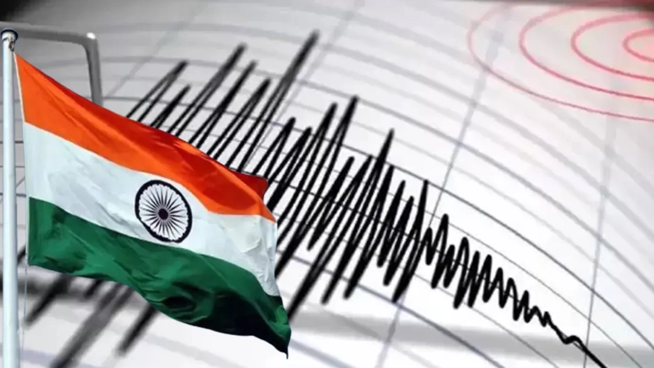 ভূমিকম্পের মাত্রা নির্ণয়ের প্রতীকী ছবি ও ভারতের পতাকা