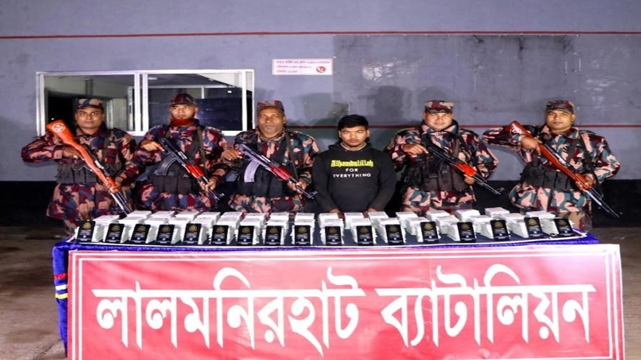 ভারতীয় মোবাইল ফোনের ডিসপ্লেসহ আটক ১