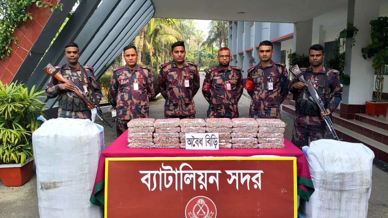 ভারতীয় বিড়ি উদ্ধার করেছে বর্ডার গার্ড বাংলাদেশ