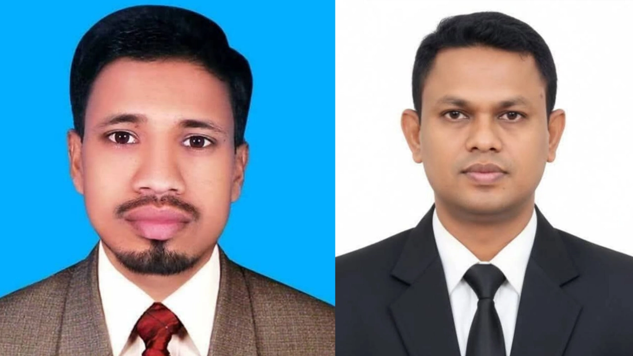 বাঁয়ে আব্দুল মজিদ ও নাজমুল সাঈদ সোহেল