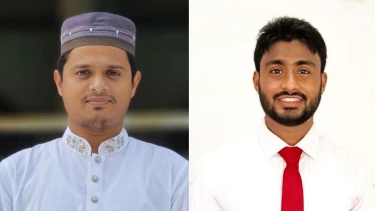 বাঁয়ে সভাপতি ইউসুফ আলী ও ডানে সাধারণ সম্পাদক রাশেদুল ইসলাম রাফি।