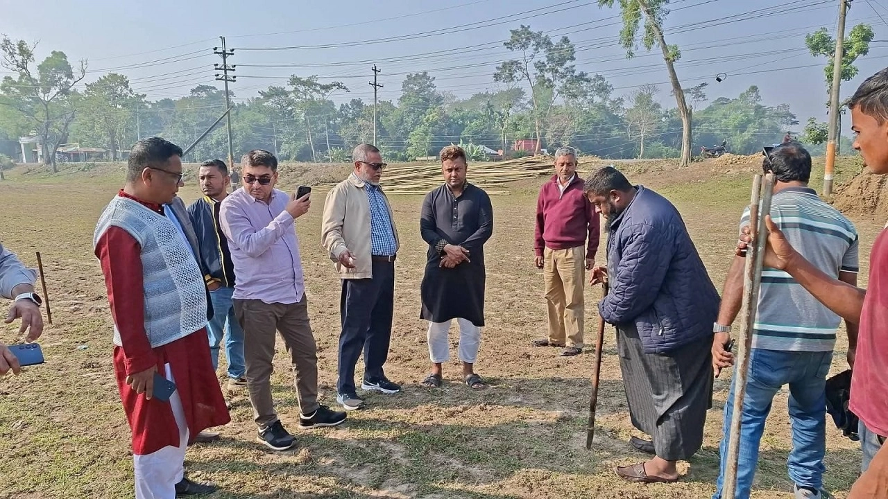 তারেক রহমানের জনসভার মাঠ পরিদর্শন