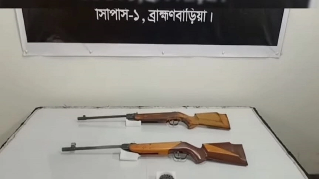 উদ্ধার করা এয়ারগান ও গুলি