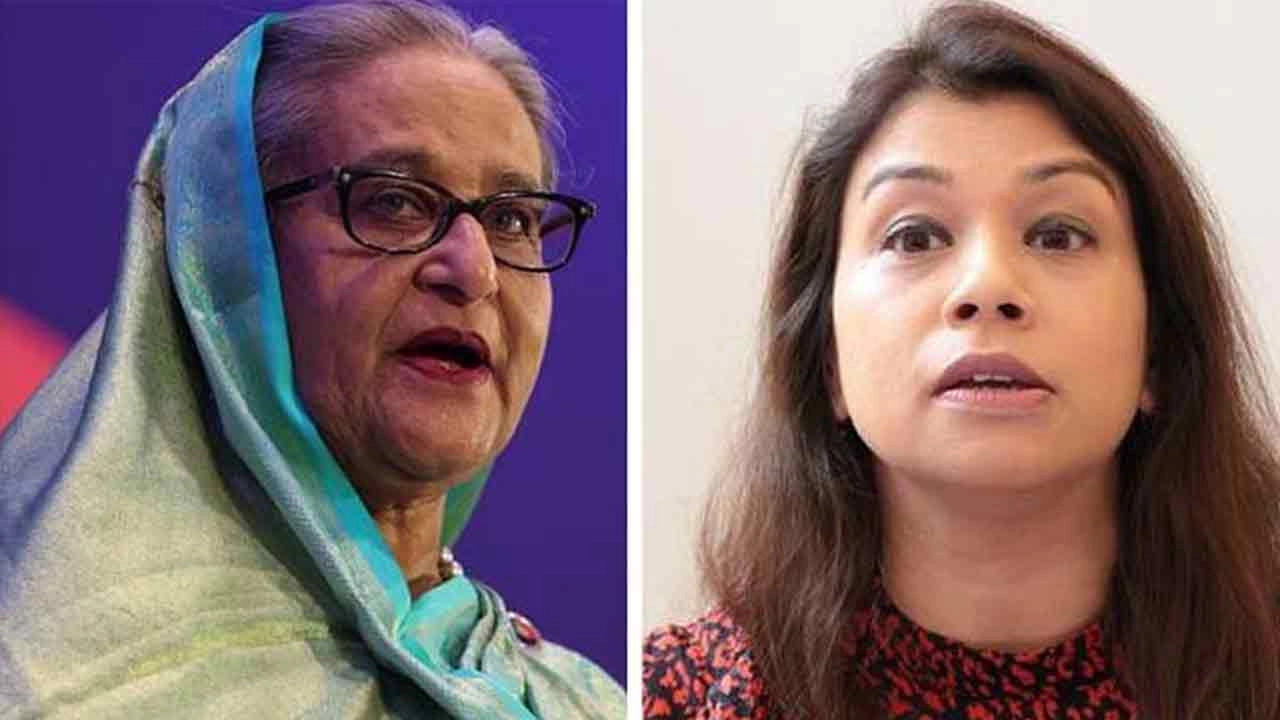বাঁয়ে শেখ হাসিনা ও টিউলিপ সিদ্দিক