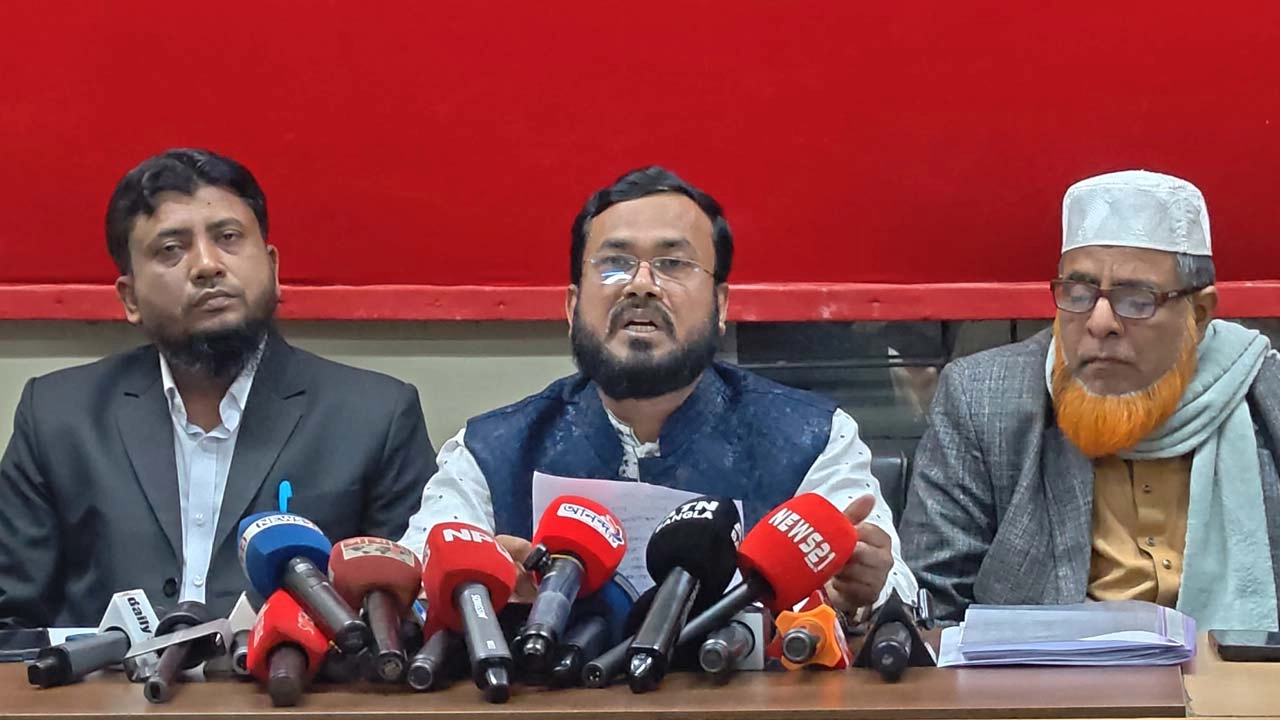 লক্ষ্মীপুরে জামায়াতের সংবাদ সম্মেলন। ছবি: এনপিবি