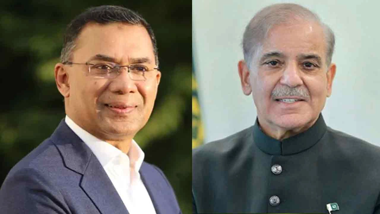 বিএনপি চেয়ারম্যান তারেক রহমান ও পাকিস্তানের প্রধানমন্ত্রী শেহবাজ শরিফ