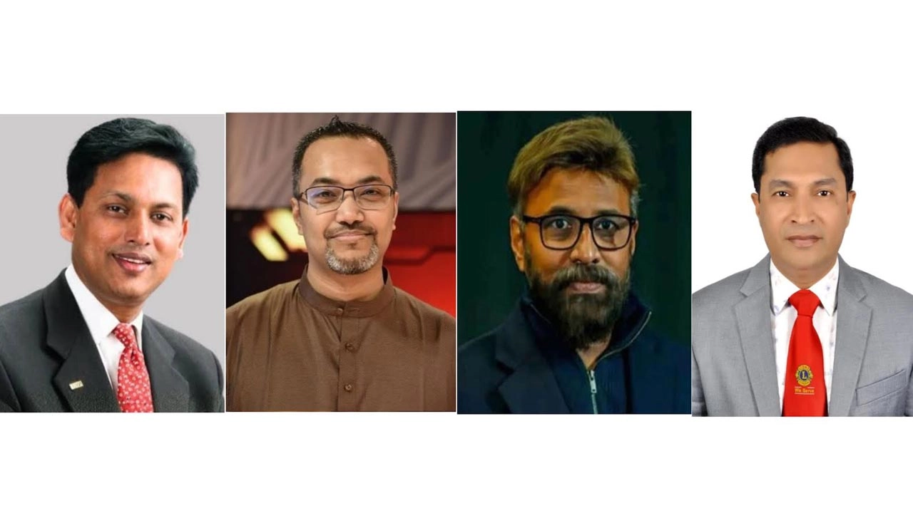 বাদ দিক থেকে শিক্ষামন্ত্রী ড. আ ন ম এহসানুল হক মিলন, প্রধানমন্ত্রীর উপদেষ্টা ড. মাহাদী আমিন, প্রেস সচিব ড. আবু আবদুল্লাহ এম ছালেহ (সালেহ শিবলী) ও গবেষণা কর্মকর্তা মো. আব্দুস সাত্তার পাটোয়ারী।