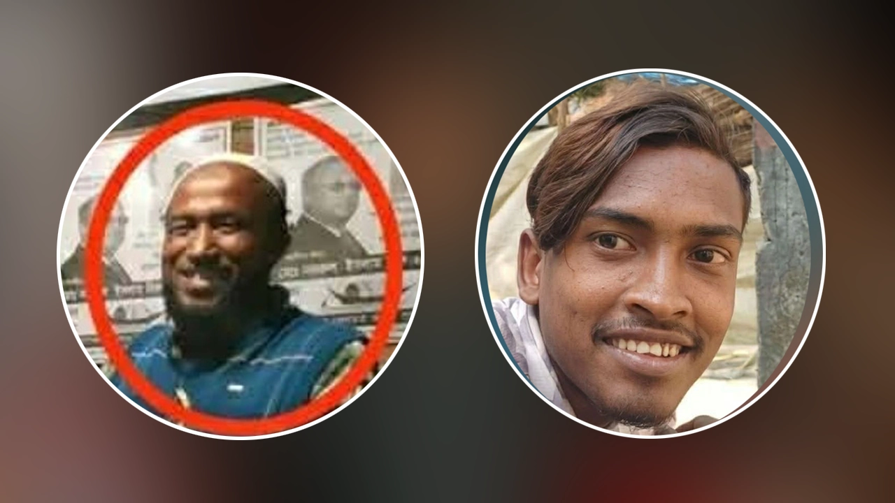 বামে লাল বৃত্তে ইউনিয়ন বিএনপির সহসভাপতি আহম্মদ আলী দেওয়ান, ডানে ধর্ষক নূরা