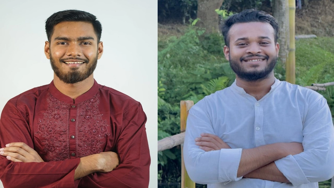 বাঁ থেকে সভাপতি শাহীন ও সম্পাদক ইমন