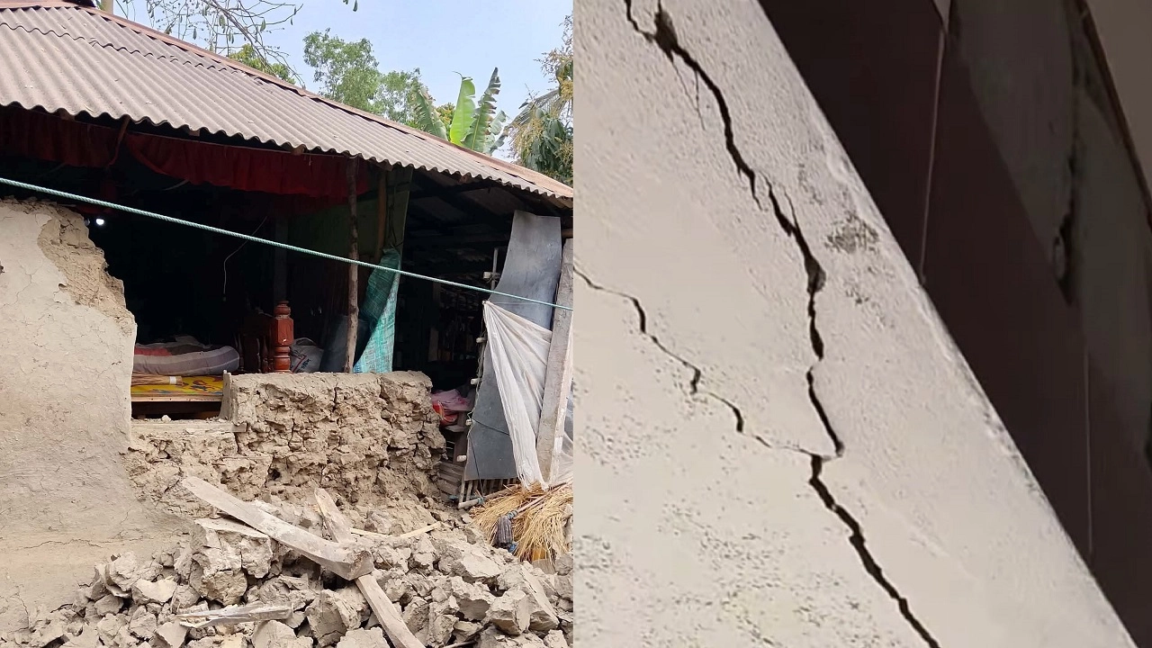 ভূমিকম্পে ঘরবাড়ি ও স্থাপনায় ফাটল