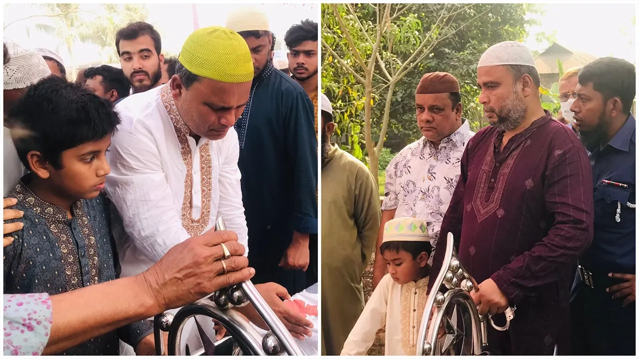 নরসিংদীতে প্যারোলে মুক্তি পেয়ে বাবার দাফনে অংশ নিলেন আ.লীগ নেতা