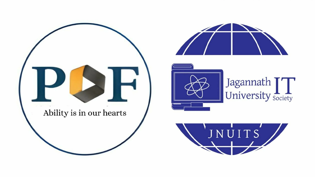 ফিজিক্যালি চ্যালেঞ্জড ডেভেলপমেন্ট ফাউন্ডেশন ও জগন্নাথ বিশ্ববিদ্যালয় আইটি সোসাইটি লোগো