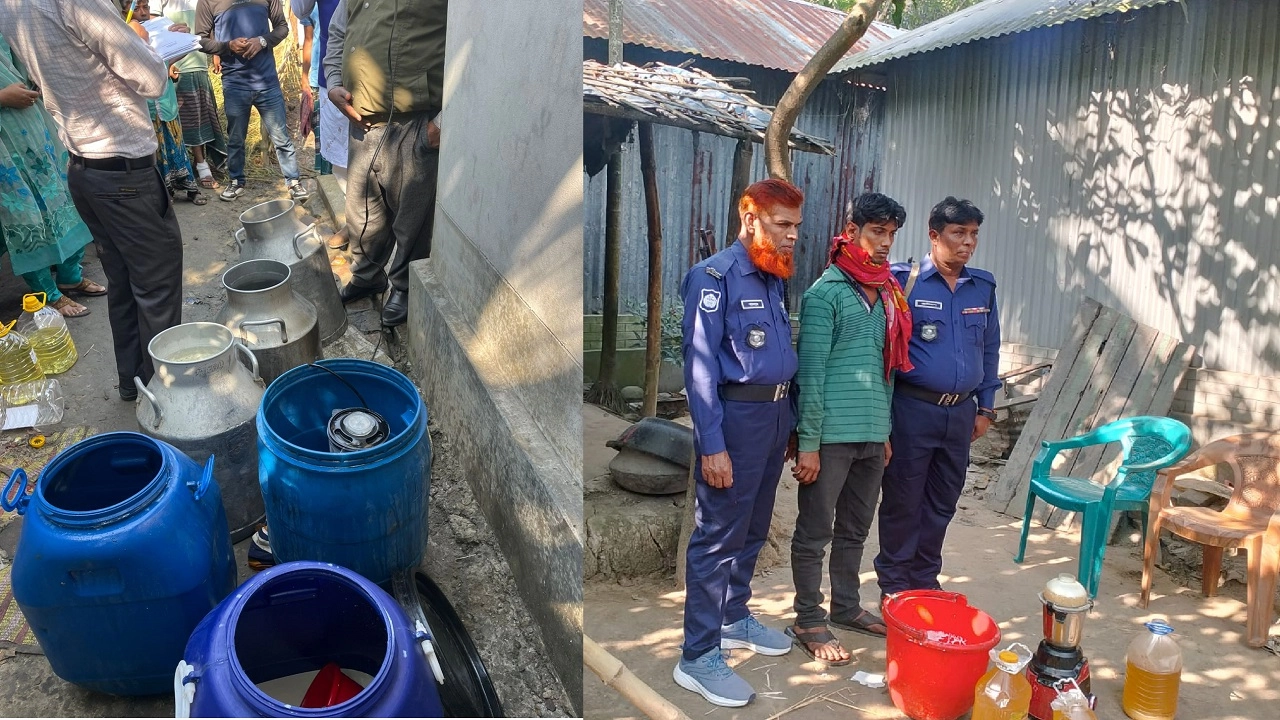 ভবানীপুর গ্রাম থেকে আটক নিষিদ্ধ জেলি ও সয়াবিন তেল