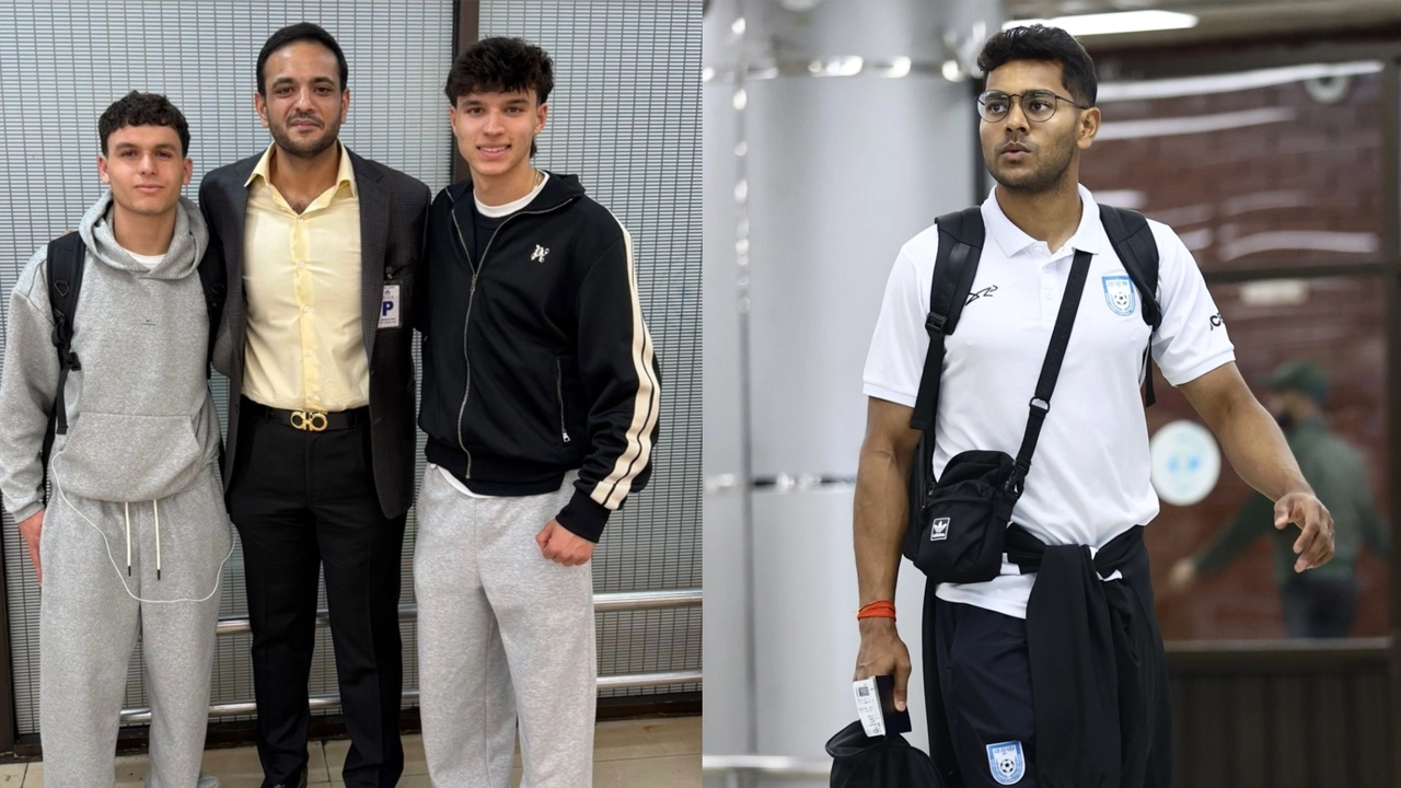 ঢাকায় সুলিভান ব্রাদার্স ও শমিত সোম। ছবি: বাফুফে