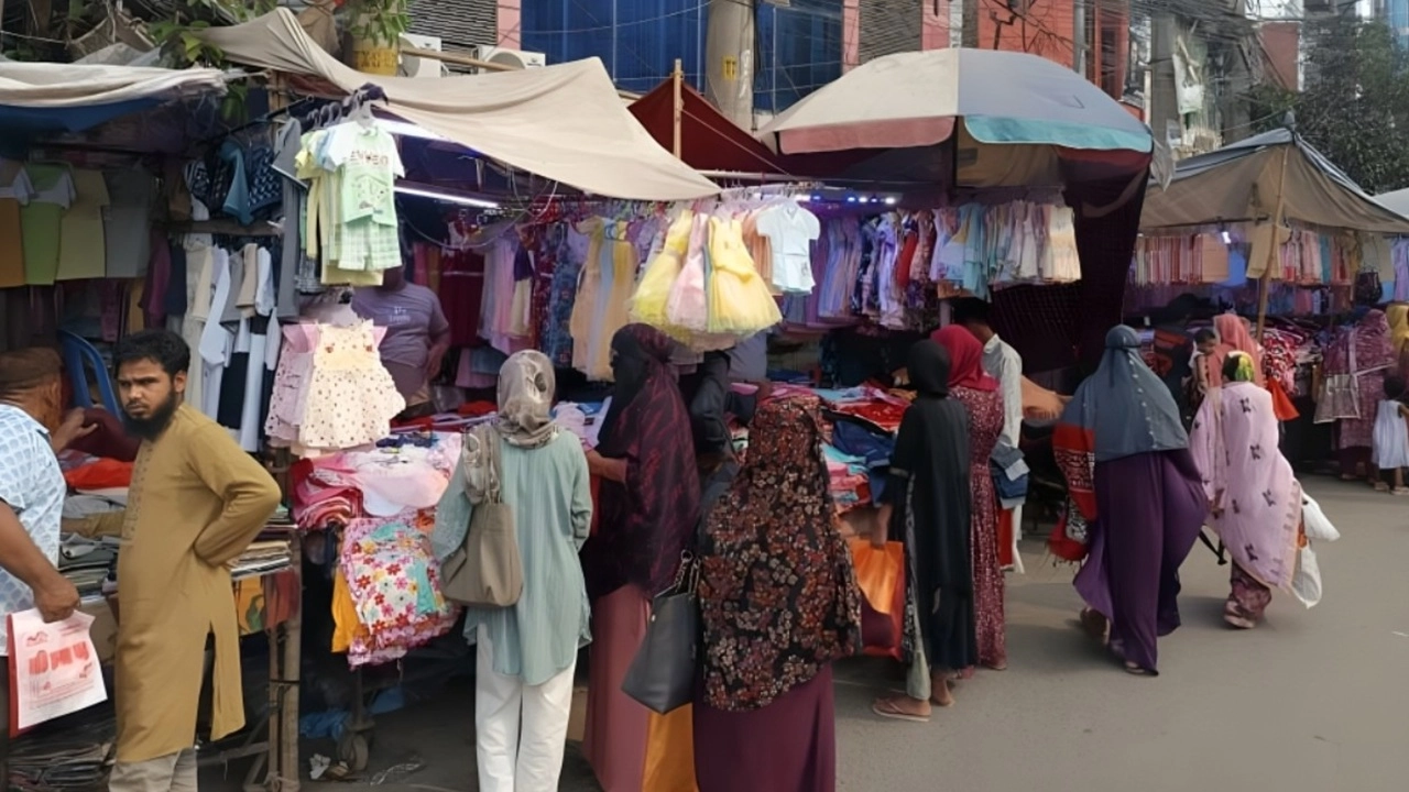 রাজশাহীতে ঈদ বাজারে ফুটপাতেই ভিড়