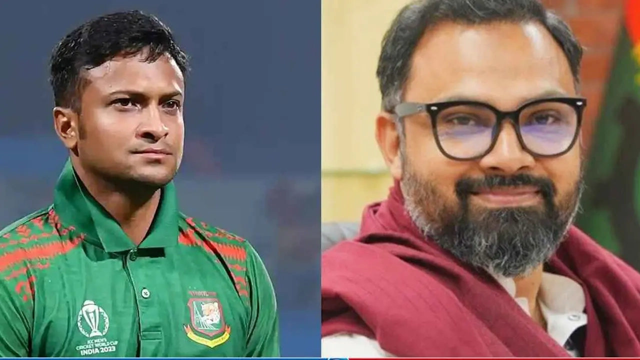 সাকিব আল হাসান এবং ক্রীড়া প্রতিমন্ত্রী আমিনুল হক