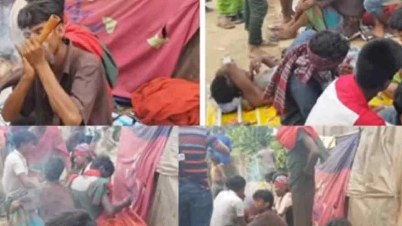 লেংটার মেলাকে কেন্দ্র করে মাজারসংলগ্ন বিভিন্ন স্থানে প্রকাশ্যে গাঁজা সেবন। ফাইল ছবি