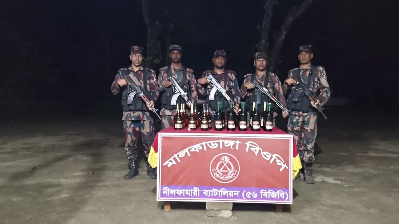 পঞ্চগড় সীমান্তে ২৫ বোতল ভারতীয় মদ জব্দ করেছে বিজিবি