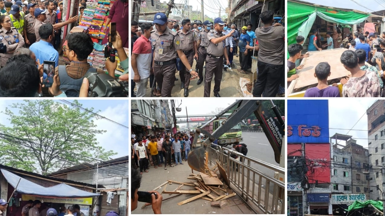 রাজধানীর বিভিন্ন স্থানে পুলিশের উচ্ছেদ অভিযান