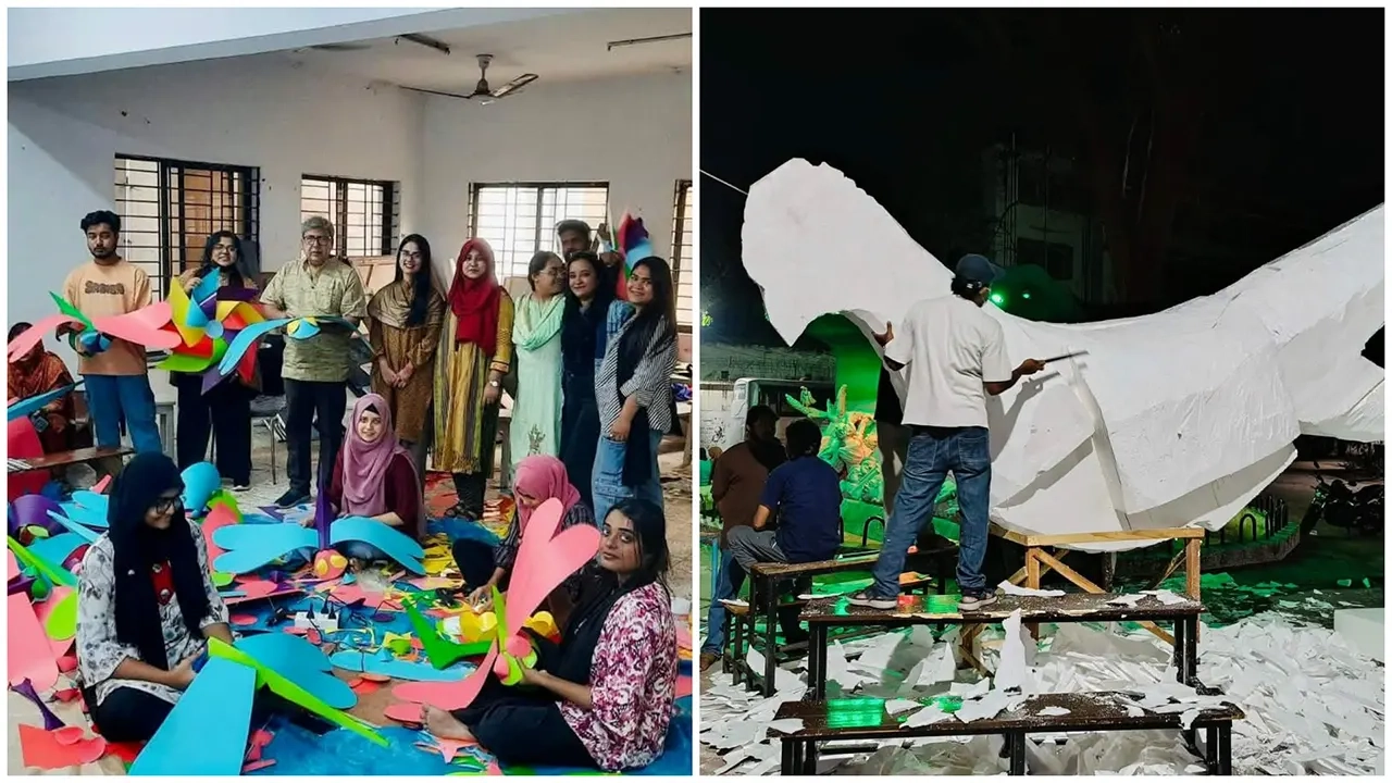 জগন্নাথ বিশ্ববিদ্যালয়ে ‘মঙ্গল শোভাযাত্রারা’র প্রস্তুতি