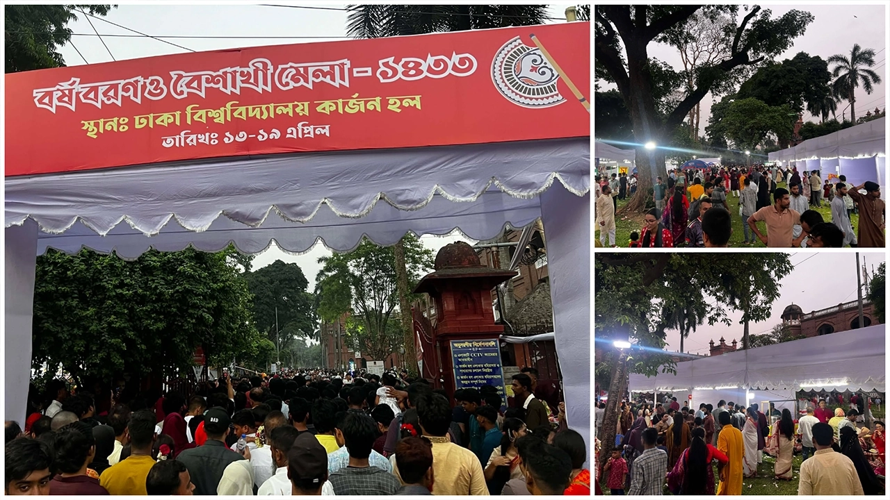 রাজধানীর বিভিন্ন স্থানে বৈশাখী মেলায় মানুষের ঢল