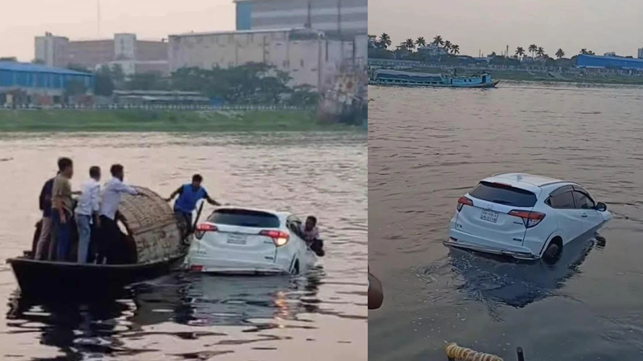 ফেরিতে উঠতে গিয়ে শীতলক্ষ্যায় প্রাইভেট কার