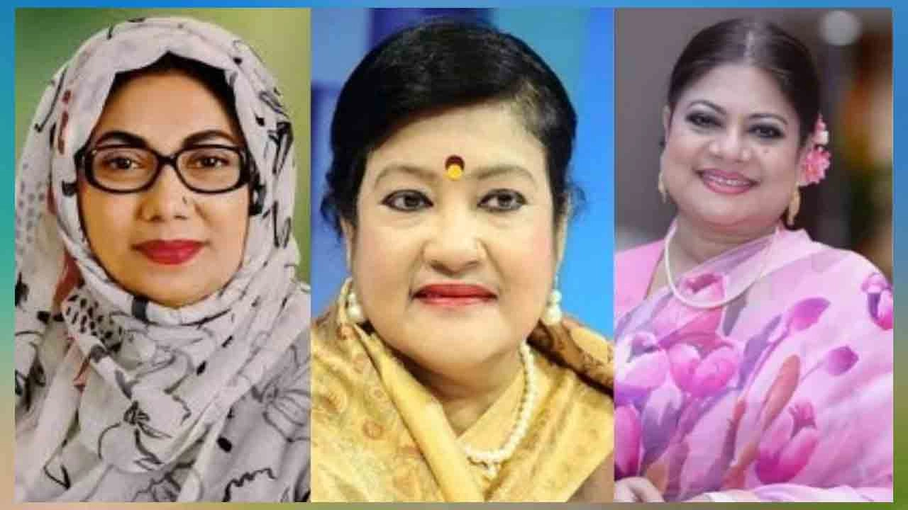 বাম থেকে আফরোজা আব্বাস-পাপিয়া-কনকচাঁপা